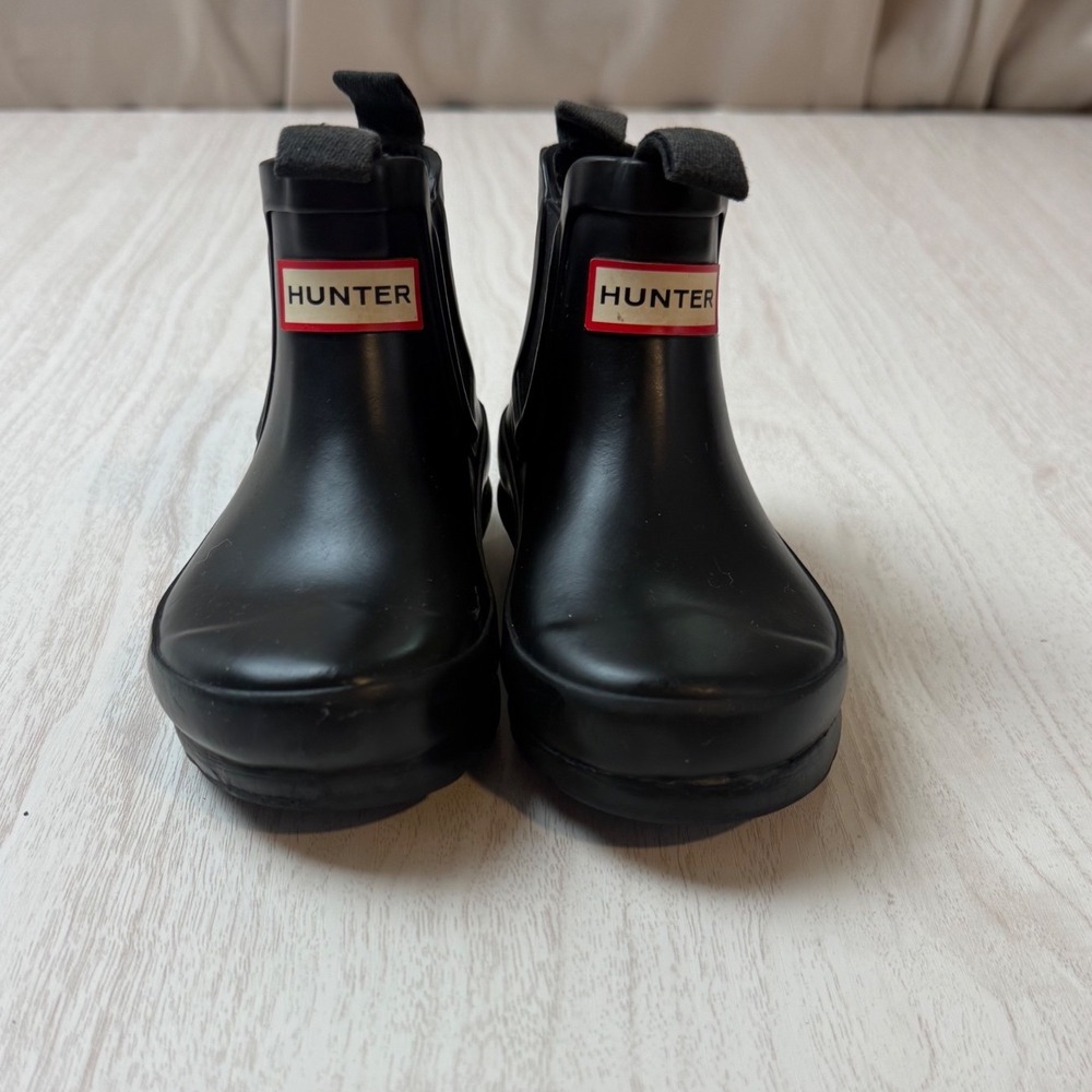 Hunter Kids First Classic Chelsea Rain Boots Black Rubber Waterproof Size 9